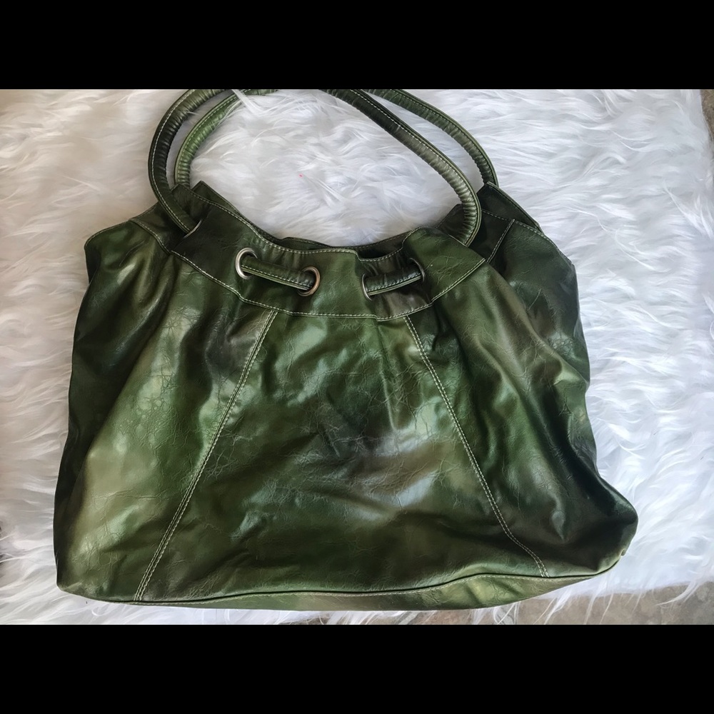 Green faux leather purse